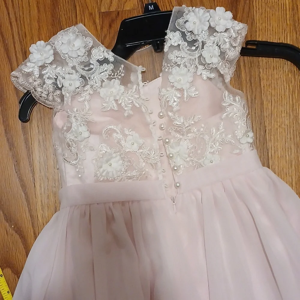 Elegant Pink Lace Kids Dress Size 6x (39 Inches) Top To Bottom Little Girls Dres - Picture 8 of 8